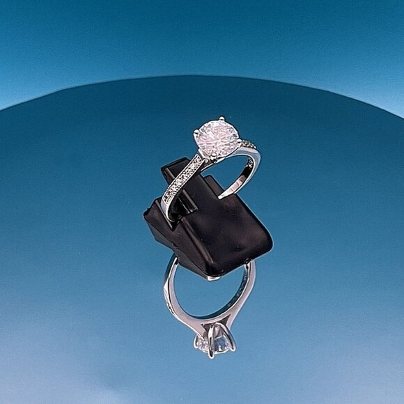 Emilia Eternity Solitaire CZ Accented 925 Sterling Silver Ring Size 6 Gift Boxed - Picture 1 of 10